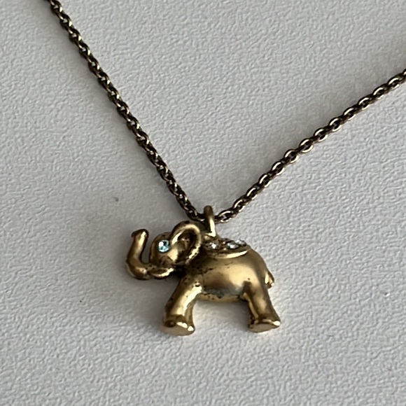 Brass Elephant Necklace With Little Jewels On It - Picture 5 of 6